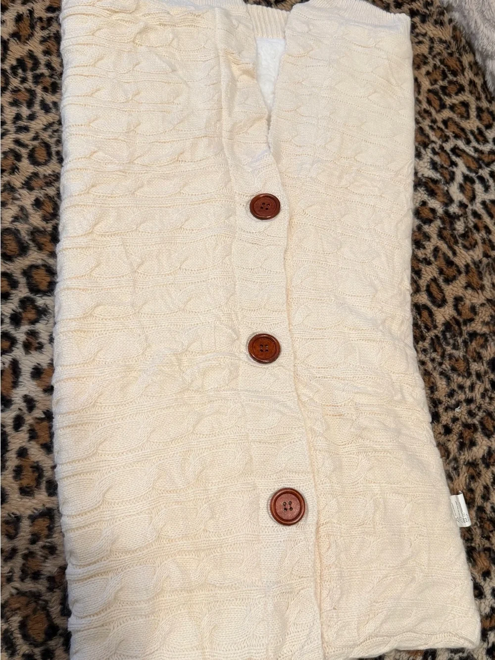 Cream Cable Knit Button-Front baby sleep sack/blanket